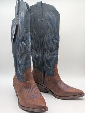 Hawkwell Women's Size 9.5 Embroidered Western Cowboy Boots Dusty Blue NWT